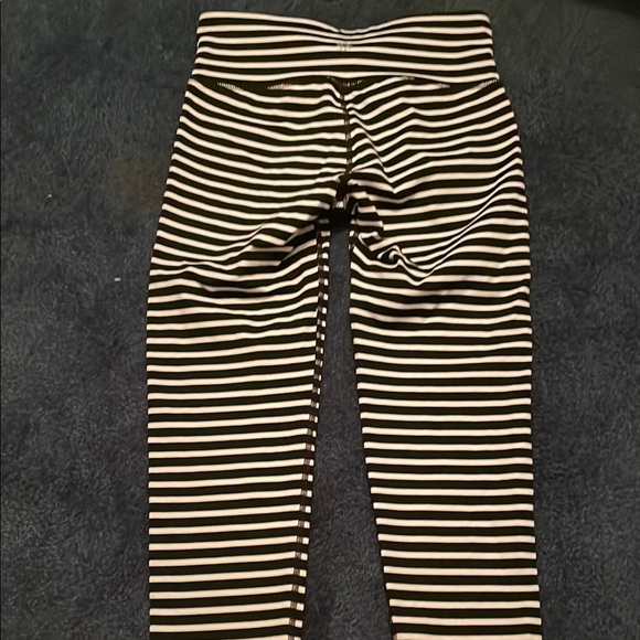 Athleta Black and White Striped Leggings with Wide Waistband - Picture 4 of 5